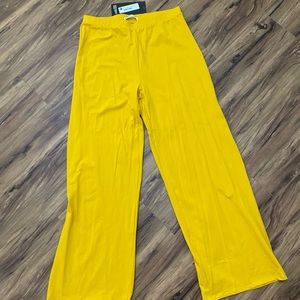 Rebdolls mustard stretchy wide leg pants